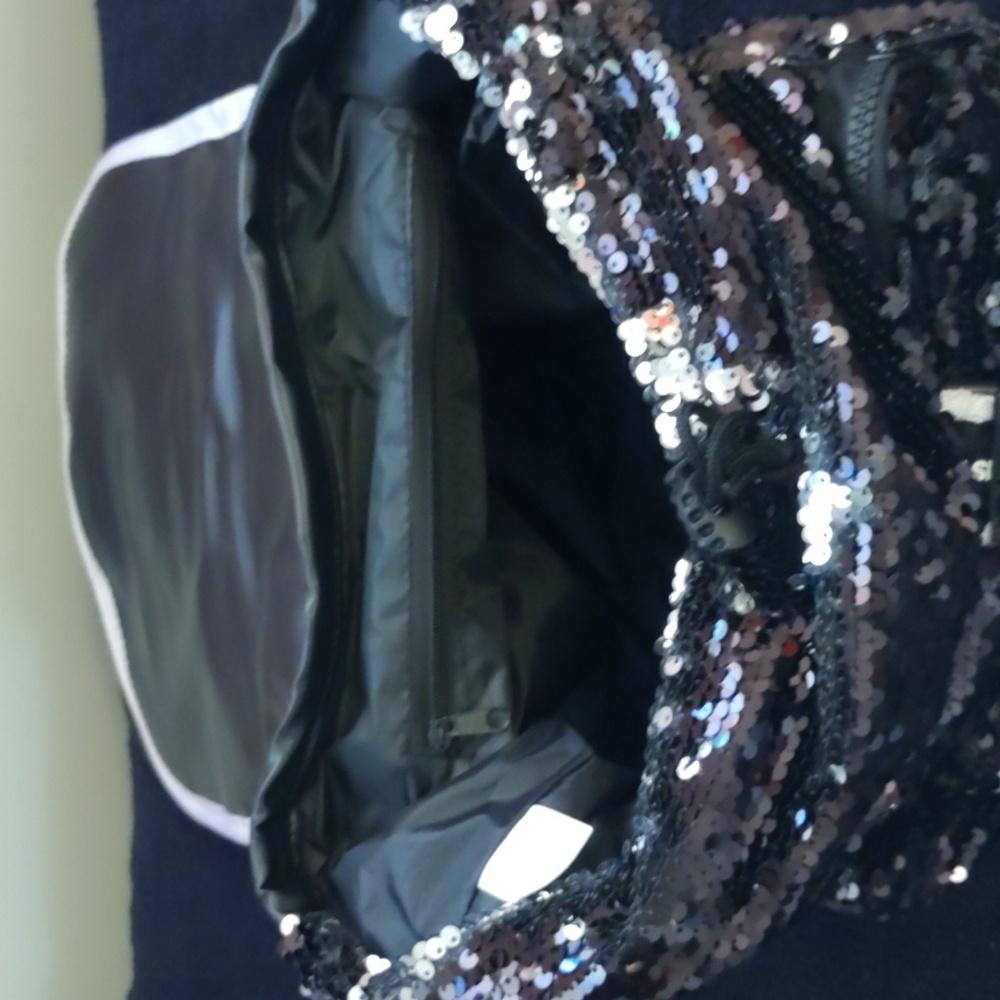 Black Sequin Backpack With Smiley Patch - image 4